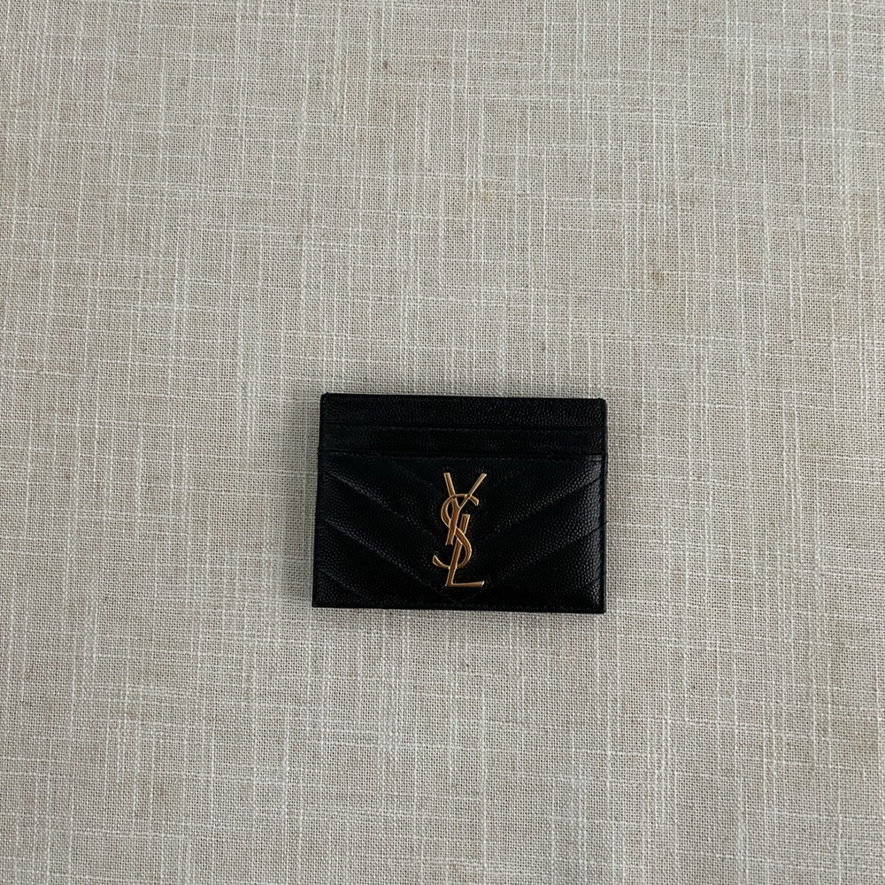 YSL Monogram Card Case in Grained Leather